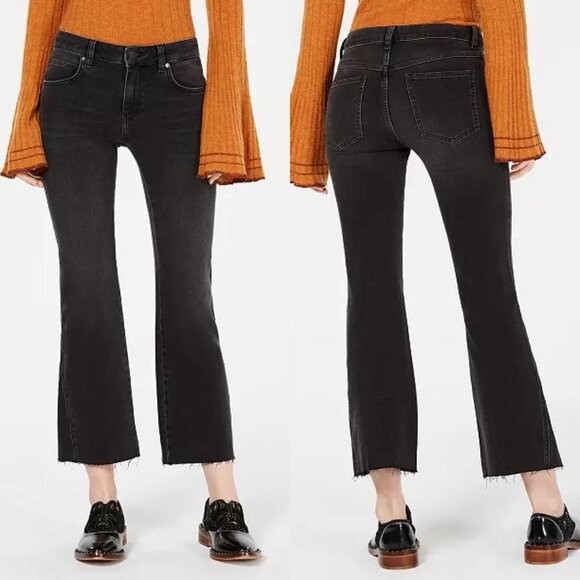 Free People Black Rita Cropped Flare Jeans Size 25 R - Picture 1 of 7